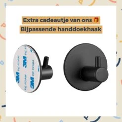 Toiletrolhouder Zwart Met Plankje En Bakje - Zonder Boren - Wc Rolhouder Zelfklevend - Inclusief Extra Handdoekhaak -Badkamer Wijs 1200x1200 942