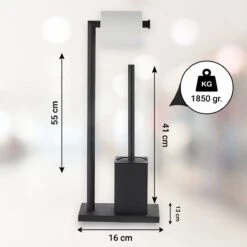 VDN Stainless Wc Rolhouder Staand - Wc Borstel Met Houder Zwart - Toiletrolhouder En Toiletborstel Met Houder - Vierkant - RVS - 2 In 1 -Badkamer Wijs 1200x1200 953