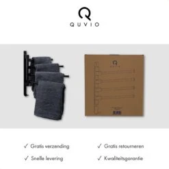 QUVIO Handdoekrek Met 4 Armen / Wandrek / Handdoekrek Keuken / Handdoekenrek Badkamer / Handdoekenrek / Handdoekrek / Handdoekrek Badkamer / Handdoekhaakjes / Handdoekhouder / Wandplank - Verstelbaar - Staal -Badkamer Wijs 1200x1200 967