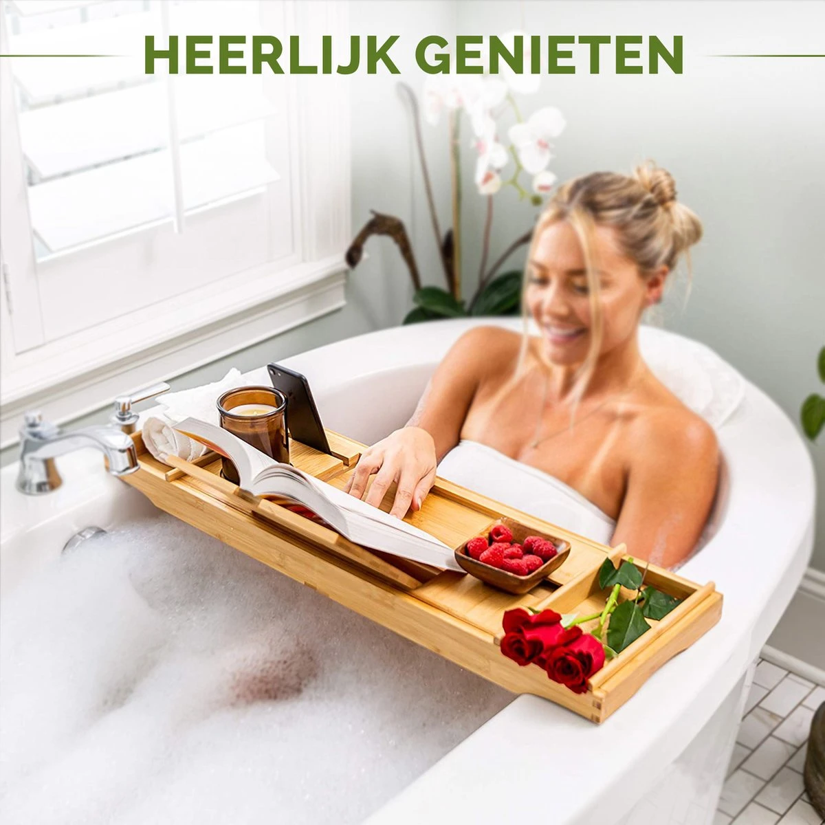 Krexs - Badplank – Badbrug - Badplank Voor In Bad – Badrekje - Badtafel - Badkuip Plank - Bamboe Badplank 4 Krexs - Badplank – Badbrug - Badplank Voor In Bad – Badrekje - Badtafel - Badkuip Plank - Bamboe Badplank - Afbeelding 2