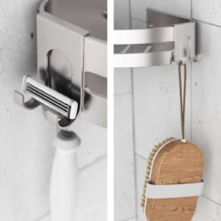 Sanicraft® Doucherekje - Doucherekje Zonder Boren - Geschikt Voor Elk Type Muur - Doucherekje Hangend - Doucheplank - Doucherekje Hoek - Doucherekje Zilver -Badkamer Wijs 1200x1200 989