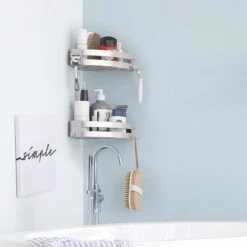 Sanicraft® Doucherekje - Doucherekje Zonder Boren - Geschikt Voor Elk Type Muur - Doucherekje Hangend - Doucheplank - Doucherekje Hoek - Doucherekje Zilver -Badkamer Wijs 1200x1200 990