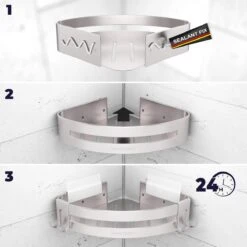 Sanicraft® Doucherekje - Doucherekje Zonder Boren - Geschikt Voor Elk Type Muur - Doucherekje Hangend - Doucheplank - Doucherekje Hoek - Doucherekje Zilver -Badkamer Wijs 1200x1200 992