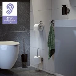 Tiger Tune - Toiletborstel Met Houder - RVS Geborsteld / Zwart -Badkamer Wijs 1200x1200 999