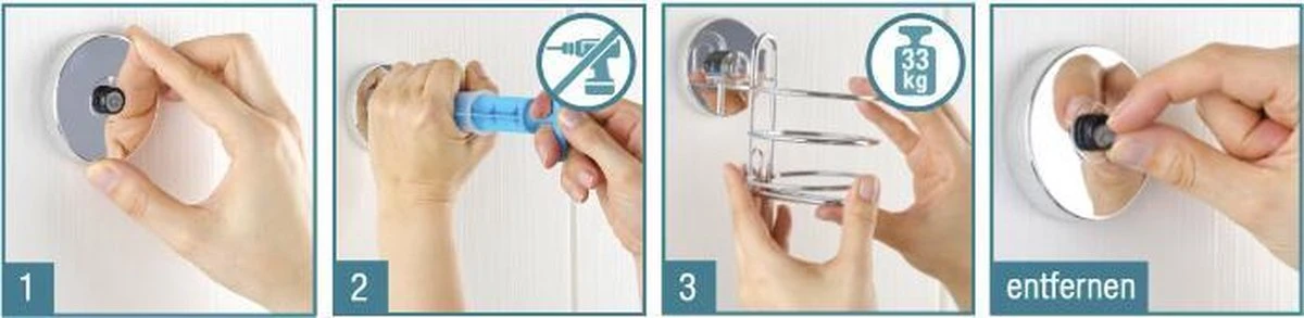 WENKO Vacuum-Loc Doucherek Chroom - Bevestigen Zonder Boren 19 WENKO Vacuum-Loc Doucherek Chroom - Bevestigen Zonder Boren - Afbeelding 17