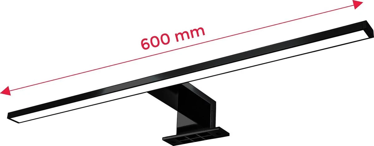 B.K.Licht - LED Spiegellamp - Zwart - Badkamerlamp - Spiegelverlichting - L:60cm - IP44 - 4.000K - 8W LED 5 B.K.Licht - LED Spiegellamp - Zwart - Badkamerlamp - Spiegelverlichting - L:60cm - IP44 - 4.000K - 8W LED - Afbeelding 3