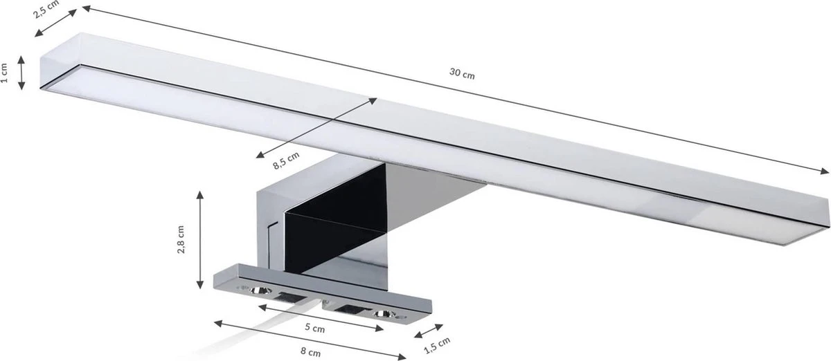 Saqu Fondi - Badkamerverlichting - Opbouwverlichting Voor Spiegel En Spiegelkast - Chroom - LED Lamp 8 Saqu Fondi - Badkamerverlichting - Opbouwverlichting Voor Spiegel En Spiegelkast - Chroom - LED Lamp - Afbeelding 6