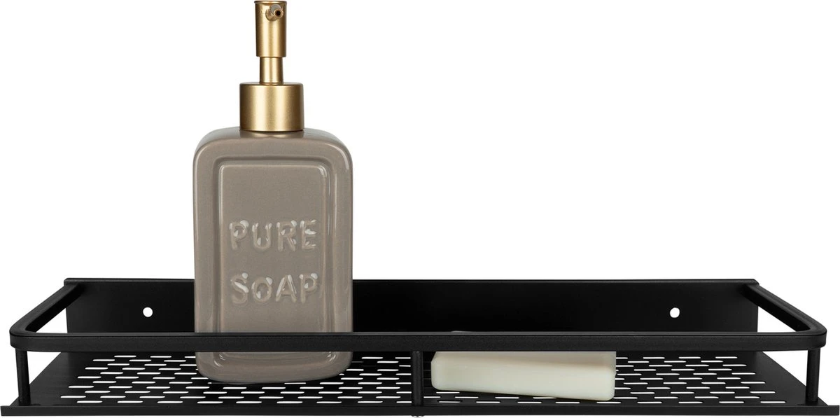 QUVIO Doucherek / Planchet - Set Van 3 - Planchet Badkamer - Badkamerplankje - Keukenrek - Kruidenrekje - Wandplank - Specerijenrek - Badkamerrekjes - 3-delig - Rechthoekig - Zwart - Aluminium - 11, X 40 X 4 Cm 3 QUVIO Doucherek / Planchet - Set Van 3 - Planchet Badkamer - Badkamerplankje - Keukenrek - Kruidenrekje - Wandplank - Specerijenrek - Badkamerrekjes - 3-delig - Rechthoekig - Zwart - Aluminium - 11, X 40 X 4 Cm