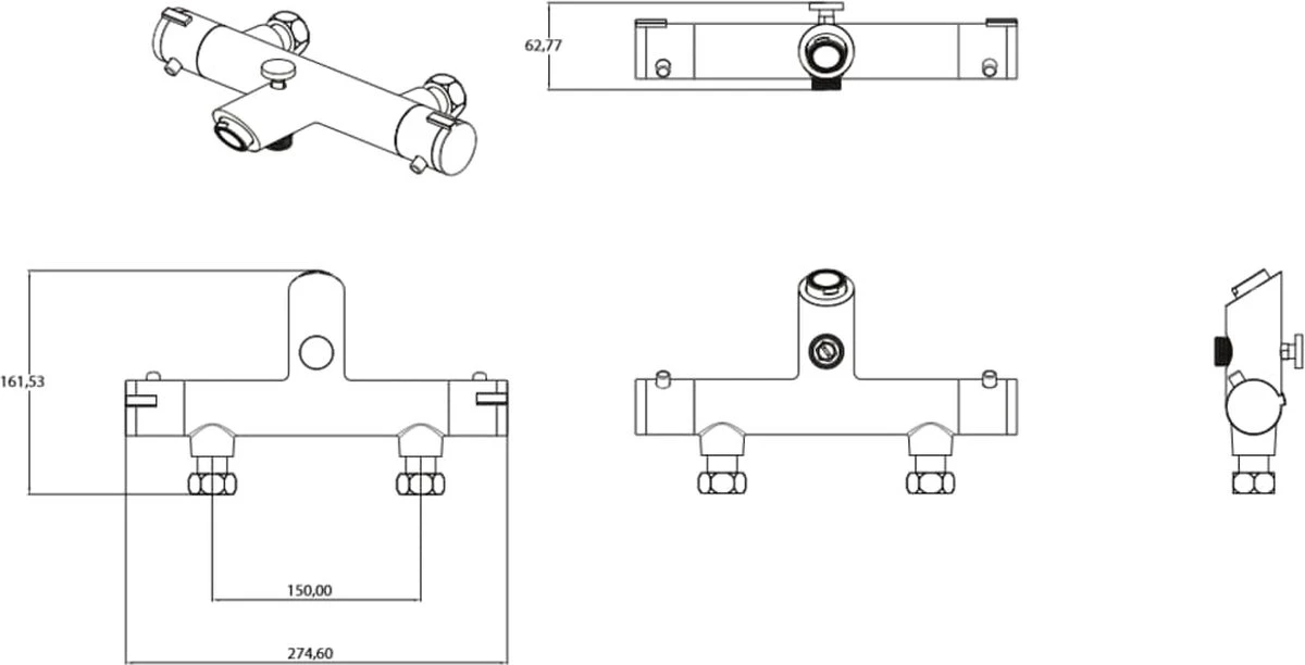 SCHÜTTE London Thermostatische Badkraan - Hartafstand 150 Mm - Chroom 16 SCHÜTTE London Thermostatische Badkraan - Hartafstand 150 Mm - Chroom - Afbeelding 14