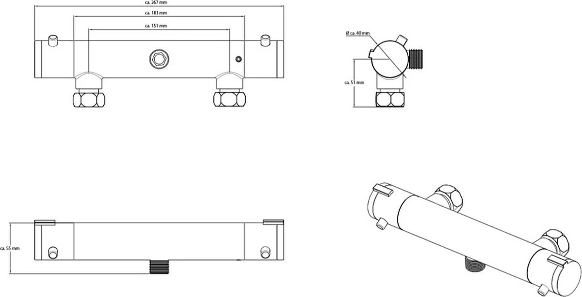 SCHÜTTE London Thermostatische Douchekraan - Hartafstand 150 Mm - Chroom 11 SCHÜTTE London Thermostatische Douchekraan - Hartafstand 150 Mm - Chroom - Afbeelding 9