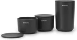 Brabantia ReNew Opbergpotjes - 3-delig - Dark Grey -Badkamer Wijs 1200x625 2