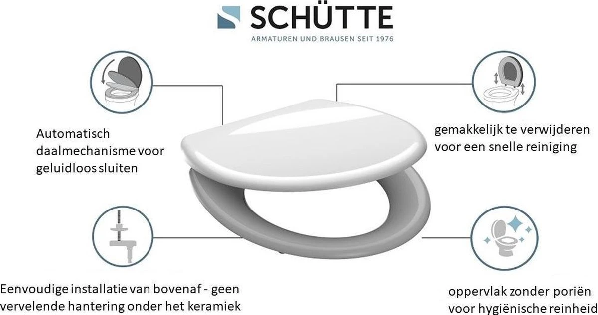 SCHÜTTE WC-Bril 82304 ANTHRAZIT - Duroplast - Soft Close - Afklikbaar - RVS-Scharnieren - Gelakt - Antraciet 11 SCHÜTTE WC-Bril 82304 ANTHRAZIT - Duroplast - Soft Close - Afklikbaar - RVS-Scharnieren - Gelakt - Antraciet - Afbeelding 9
