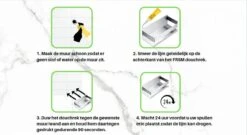 Merkloos Doucherek- Douchemand- Badkamerrek- Badkamer Organiser- Badkamer Organizer-Rekje Voor In De Douche- Badkamer Plank-Rekje Voor Shampoo- RVS- Zonder Boren- Zelfklevend- Rechthoek Vorm- Met Of Zonder Schroeven- Ophangbaar- Met Lijm- 20 Cm- Zwart -Badkamer Wijs 1200x656