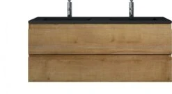 Badkamermeubel Angela 120cm Eiken - Badmeubel Met Zwarte Wastafel -Badkamer Wijs 1200x660 1