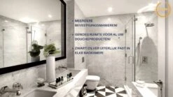 Merkloos Doucherek- Douchemand- Badkamerrek- Badkamer Organiser- Badkamer Organizer-Rekje Voor In De Douche- Badkamer Plank-Rekje Voor Shampoo- RVS- Zonder Boren- Zelfklevend- Rechthoek Vorm- Met Of Zonder Schroeven- Ophangbaar- Met Lijm- 20 Cm- Zwart -Badkamer Wijs 1200x675 16