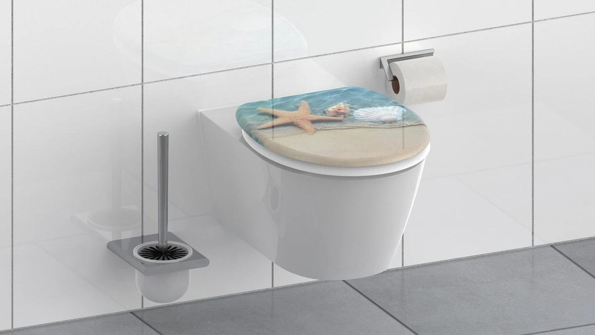 SCHÜTTE WC-Bril 82196 BEACH - Duroplast - Soft Close - Verchroomde Scharnieren - Decor - 1-zijdige Print 6 SCHÜTTE WC-Bril 82196 BEACH - Duroplast - Soft Close - Verchroomde Scharnieren - Decor - 1-zijdige Print - Afbeelding 4
