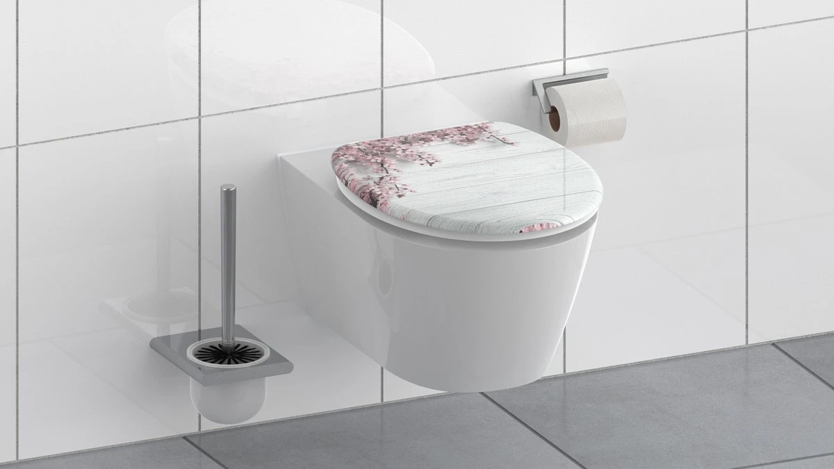 SCHÜTTE WC-Bril 82197 FLOWERS & WOOD - Duroplast - Soft Close - Verchroomde Scharnieren - Decor - 1-zijdige Print 6 SCHÜTTE WC-Bril 82197 FLOWERS & WOOD - Duroplast - Soft Close - Verchroomde Scharnieren - Decor - 1-zijdige Print - Afbeelding 4