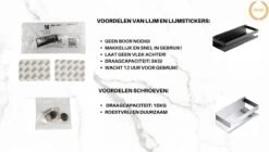 Merkloos Doucherek- Douchemand- Badkamerrek- Badkamer Organiser- Badkamer Organizer-Rekje Voor In De Douche- Badkamer Plank-Rekje Voor Shampoo- RVS- Zonder Boren- Zelfklevend- Rechthoek Vorm- Met Of Zonder Schroeven- Ophangbaar- Met Lijm- 40 Cm- Zwart -Badkamer Wijs 1200x681 2