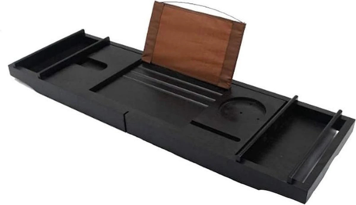 Merkloos Decopatent® Badplank - Uitschuifbaar 75 -> 110 Cm - Verstelbaar Bamboe Badrekje Voor In Bad - Boekenhouder - Tablethouder - Zwart 12 Merkloos Decopatent® Badplank - Uitschuifbaar 75 -> 110 Cm - Verstelbaar Bamboe Badrekje Voor In Bad - Boekenhouder - Tablethouder - Zwart - Afbeelding 10