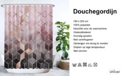 Ulticool Douchegordijn - Marmer Ombre Roze Geometrie - 180 X 200 Cm - Semi Transparant - Met 12 Ringen Wit - Anti Schimmel -Badkamer Wijs 1200x749 4