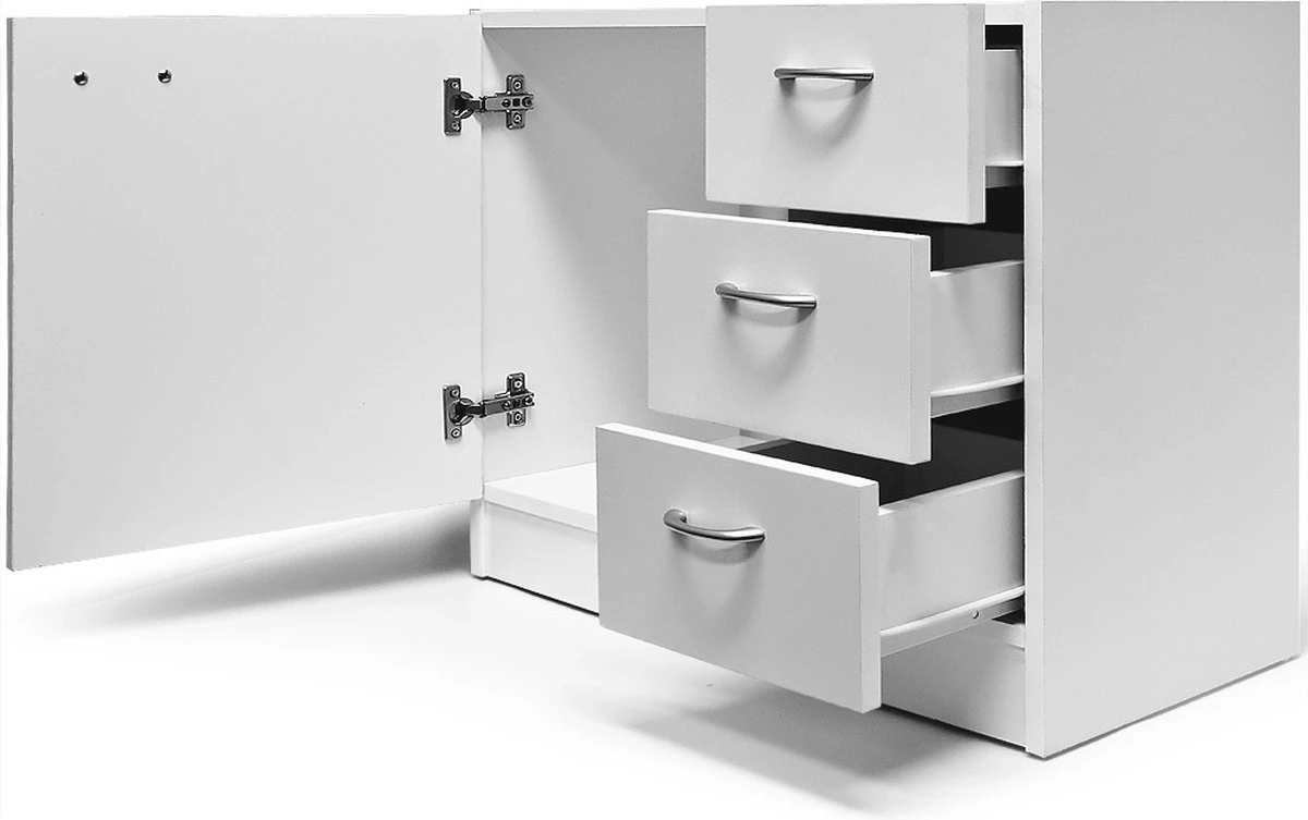 Deuba Badkamermeubel 3 Lades 63x54x30cm Wit Wastafelmeubel Onderkast 6 Deuba Badkamermeubel 3 Lades 63x54x30cm Wit Wastafelmeubel Onderkast - Afbeelding 4