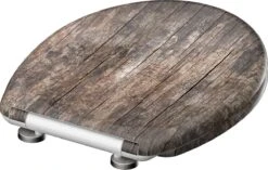 SCHÜTTE WC-Bril 82368 OLD WOOD - Duroplast - Soft Close - Afklikbaar - RVS-Scharnieren - Decor - 3-zijdige Print -Badkamer Wijs 1200x761 5