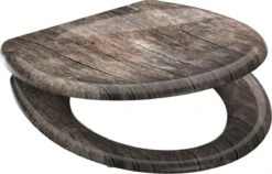 SCHÜTTE WC-Bril 82368 OLD WOOD - Duroplast - Soft Close - Afklikbaar - RVS-Scharnieren - Decor - 3-zijdige Print -Badkamer Wijs 1200x768 6