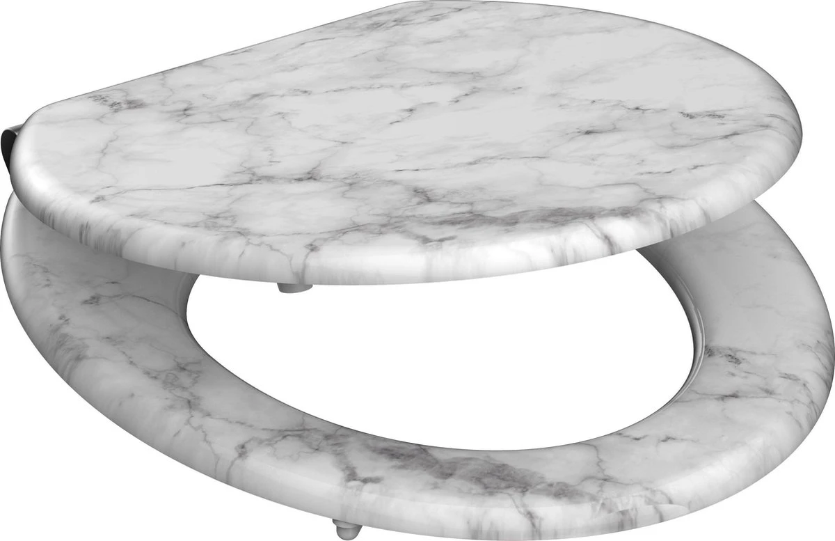 SCHÜTTE WC-Bril 80194 MARMOR STONE - MDF-Hout - Soft Close - Verchroomde Scharnieren - Decor - 3-zijdige Print 4 SCHÜTTE WC-Bril 80194 MARMOR STONE - MDF-Hout - Soft Close - Verchroomde Scharnieren - Decor - 3-zijdige Print - Afbeelding 2