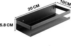 Merkloos Doucherek- Douchemand- Badkamerrek- Badkamer Organiser- Badkamer Organizer-Rekje Voor In De Douche- Badkamer Plank-Rekje Voor Shampoo- RVS- Zonder Boren- Zelfklevend- Rechthoek Vorm- Met Of Zonder Schroeven- Ophangbaar- Met Lijm- 20 Cm- Zwart -Badkamer Wijs 1200x778 1