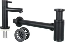 Differnz Hura Fonteinset 38.5x18.5x9cm Keramiek Recht Mat Zwart -Badkamer Wijs 1200x785