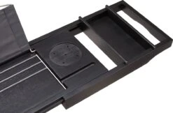 ACAZA Badrekje - Uitschuifbare Bamboe Bad Brug (Min 75 Cm - Max 109cm) - Verstelbare Plank Voor In Bad Met Tablet Houder - Zwart -Badkamer Wijs 1200x787 1