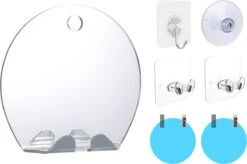 Deluqse Douchespiegel - Spiegel Zuignap - Rond - Reisspiegel - Douche Spiegel Anti-Condens - Anti-Condens Spiegel - Douchespiegel Met Zuignap - Met Scheermeshouder