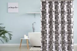 Su.B.dgn Douchegordijn 120x180 Anti Schimmel Polyester Badkamer Douchegordijn Wasbaar Met 12 Ringenl | Grijs Vierkant -Badkamer Wijs 1200x799 19