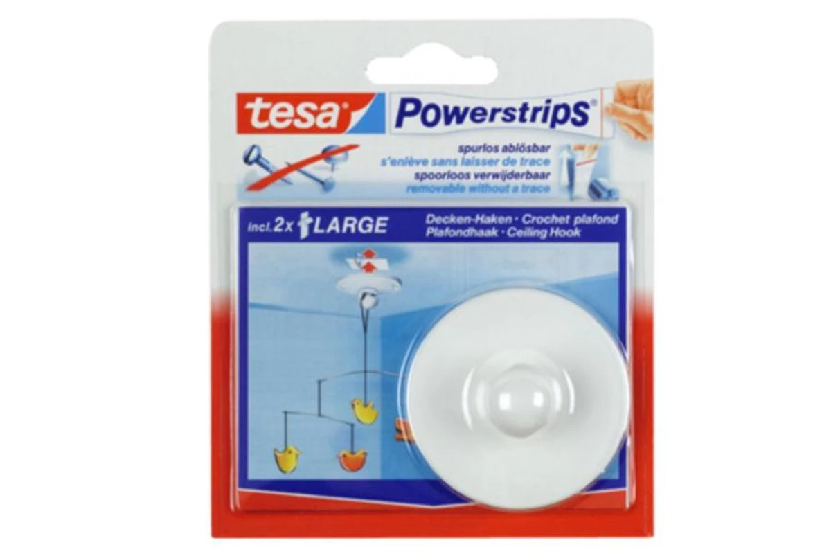 Tesa Powerstrips Plafondhaak - Wit 4 Tesa Powerstrips Plafondhaak - Wit - Afbeelding 2