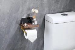 Lopoleis WC Rolhouder – Luxe Toiletrolhouder Walnoothout – Goud – Zelfklevend – WC Rolhouder Zonder Boren – Toiletrolhouder Met Plankje – WC Rolhouder Goud – Badkamer Accessoires -Badkamer Wijs 1200x800 34