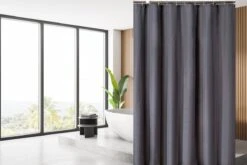 Su.B.dgn Douchegordijn 120x180 Anti Schimmel Polyester Badkamer Douchegordijn Wasbaar Met 12 Ringen | Grijs -Badkamer Wijs 1200x800 94