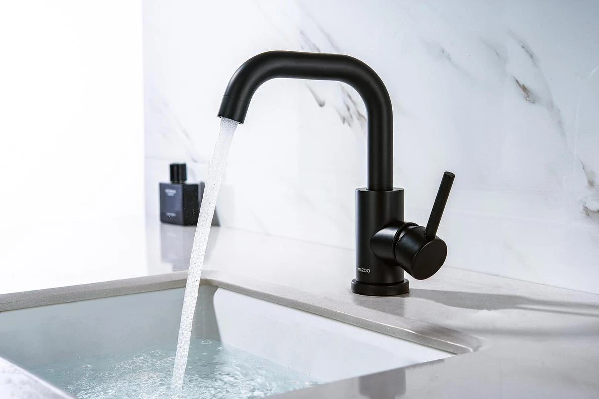 LOMAZOO Wastafelkraan Zwart Pollux - Zwarte Wastafelkraan - Badkamerkraan Zwart - Zwarte Badkamerkraan 7 LOMAZOO Wastafelkraan Zwart Pollux - Zwarte Wastafelkraan - Badkamerkraan Zwart - Zwarte Badkamerkraan - Afbeelding 5