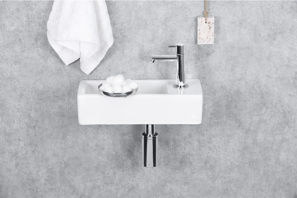 Differnz Helios Fonteinset - Wasbak Keramiek - Wit - Rechte Kraan - Chroom - Standaard Greep - 36 X 18 X 9 Cm 22 Differnz Helios Fonteinset - Wasbak Keramiek - Wit - Rechte Kraan - Chroom - Standaard Greep - 36 X 18 X 9 Cm - Afbeelding 20