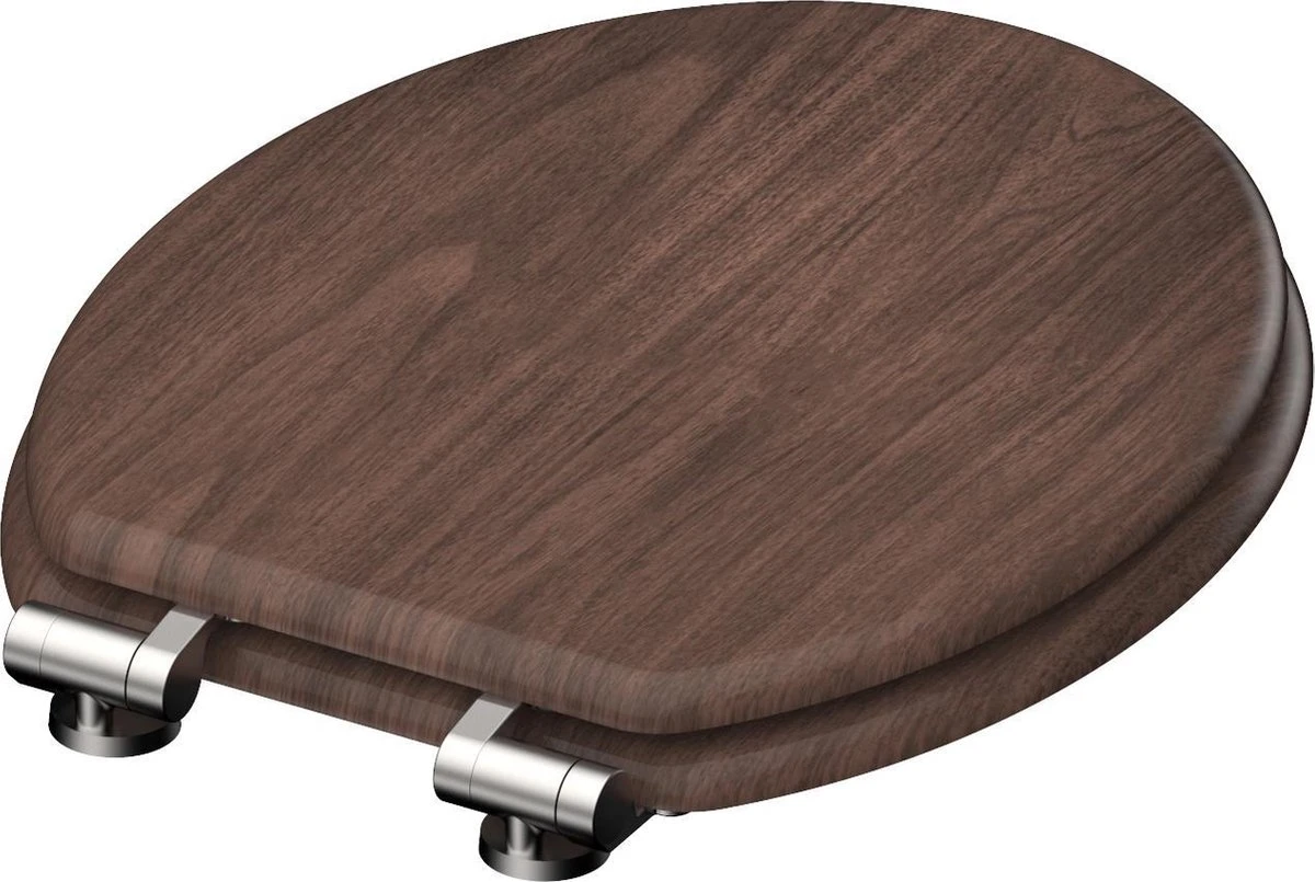 SCHÜTTE WC-Bril 80193 DARK WOOD - MDF-Hout - Soft Close - Verchroomde Scharnieren - Decor - 3-zijdige Print 8 SCHÜTTE WC-Bril 80193 DARK WOOD - MDF-Hout - Soft Close - Verchroomde Scharnieren - Decor - 3-zijdige Print - Afbeelding 6