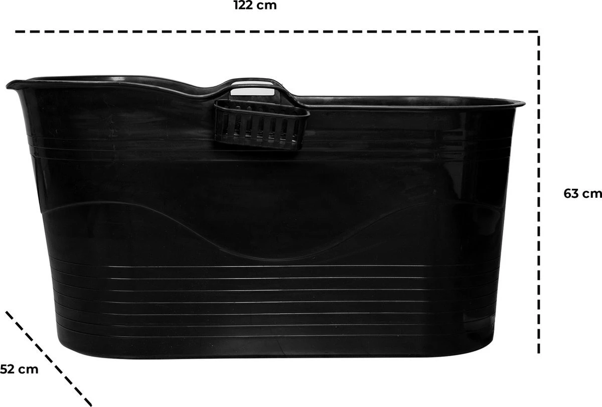 LIFEBATH - Zitbad Mira - Bath Bucket XL - Inclusief Hoofdkussen - 400L - Ligbad 122 Cm - Zwart 6 LIFEBATH - Zitbad Mira - Bath Bucket XL - Inclusief Hoofdkussen - 400L - Ligbad 122 Cm - Zwart - Afbeelding 4