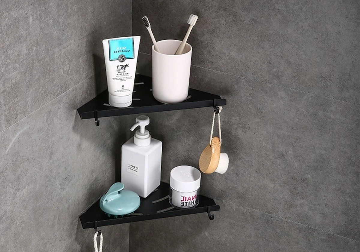 Vannons - Doucherek - Doucherek Hangend - Doucheplankje - Metaal - Set Van 2 - Zwart 11 Vannons - Doucherek - Doucherek Hangend - Doucheplankje - Metaal - Set Van 2 - Zwart - Afbeelding 9