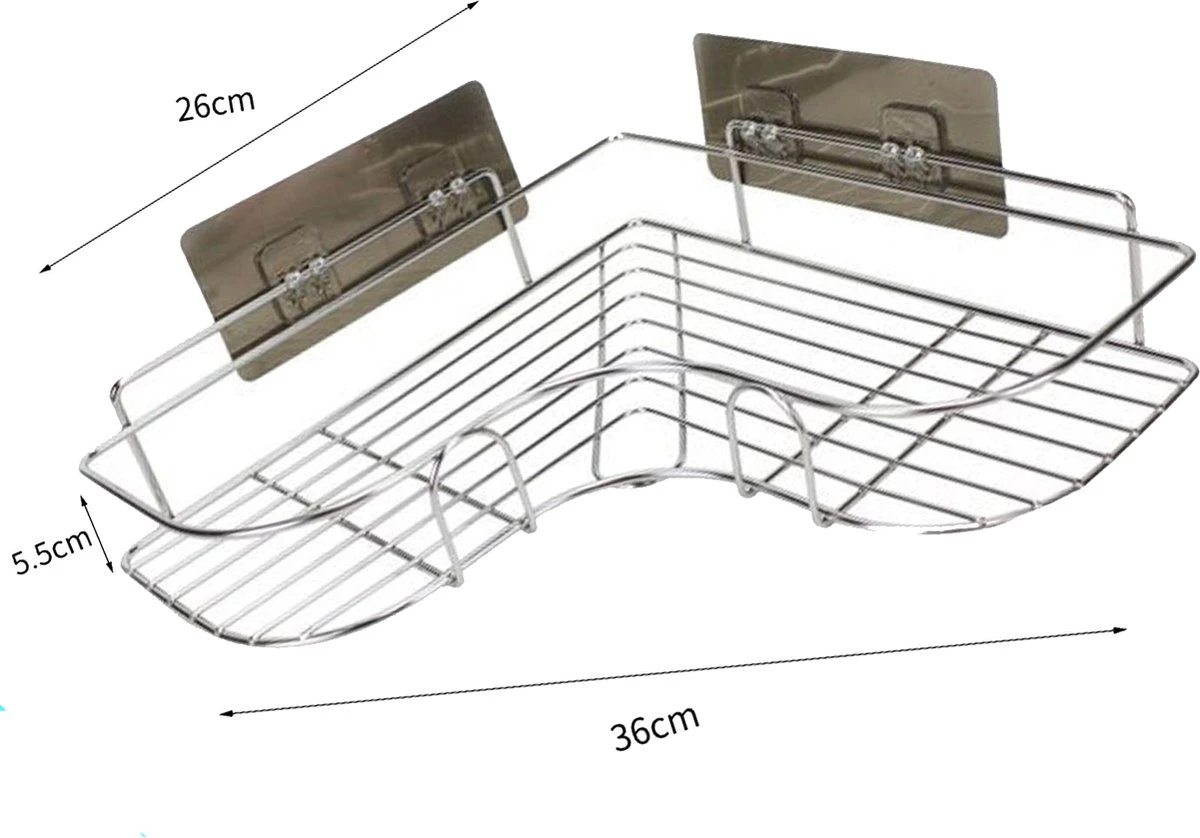 HGMD® Doucherek Zonder Boren - RVS - Zelfklevend Doucherek –Badkamerrek - Badrek - Keukenrek - Doucherek Hangend – Badkamer Accessoires - Kruidenrek 5 HGMD® Doucherek Zonder Boren - RVS - Zelfklevend Doucherek –Badkamerrek - Badrek - Keukenrek - Doucherek Hangend – Badkamer Accessoires - Kruidenrek - Afbeelding 3