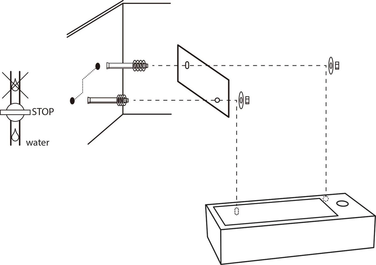 Differnz Helios Fonteinset - Wasbak Keramiek - Wit - Rechte Kraan - Chroom - Standaard Greep - 36 X 18 X 9 Cm 12 Differnz Helios Fonteinset - Wasbak Keramiek - Wit - Rechte Kraan - Chroom - Standaard Greep - 36 X 18 X 9 Cm - Afbeelding 10