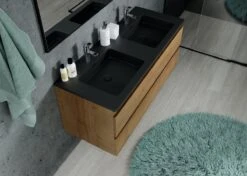 Badkamermeubel Angela 120cm Eiken - Badmeubel Met Zwarte Wastafel -Badkamer Wijs 1200x857 1