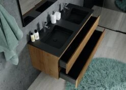 Badkamermeubel Angela 120cm Eiken - Badmeubel Met Zwarte Wastafel -Badkamer Wijs 1200x857 2