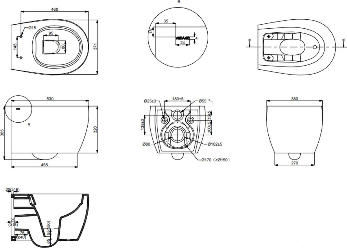 Viidako – Paskii Toiletpot – Mat Zwart – Design - Rimless – INCLUSIEF Softclose Zitting – Quick Release - Hangend/zwevend Toilet 6 Viidako – Paskii Toiletpot – Mat Zwart – Design - Rimless – INCLUSIEF Softclose Zitting – Quick Release - Hangend/zwevend Toilet - Afbeelding 4