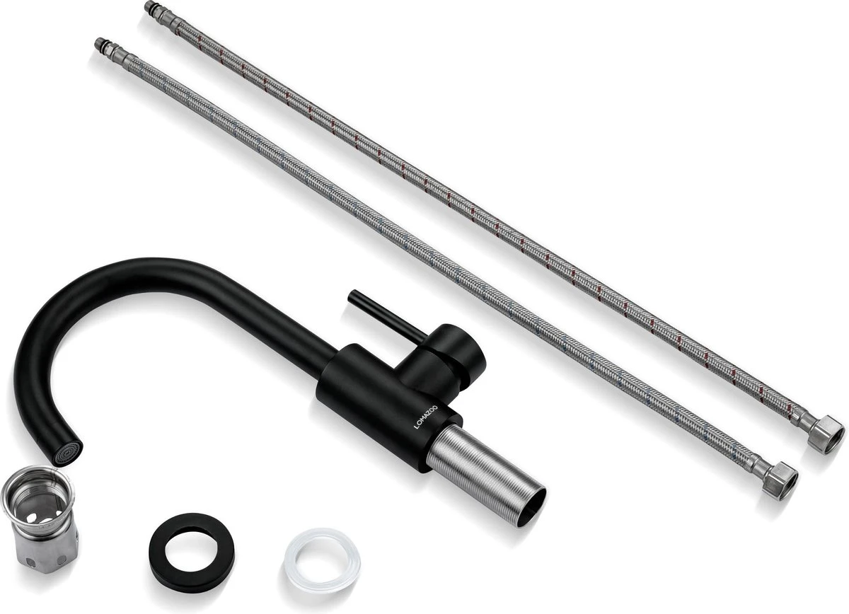 LOMAZOO Wastafelkraan Zwart Hoog Juno - Zwarte Wastafelkraan - Badkamerkraan Zwart - Zwarte Badkamerkraan 6 LOMAZOO Wastafelkraan Zwart Hoog Juno - Zwarte Wastafelkraan - Badkamerkraan Zwart - Zwarte Badkamerkraan - Afbeelding 4