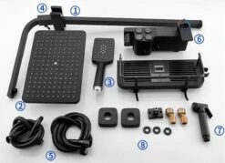 Merkloos Compleet Douchesysteem | ABS Doucheset | Mat Zwarte Hoofddouche En Handdouche | Vierkante Regendouche Voor Badkamer | Verstelbaar | Temperatuur Display | 360° Draaibaar -Badkamer Wijs 1200x869