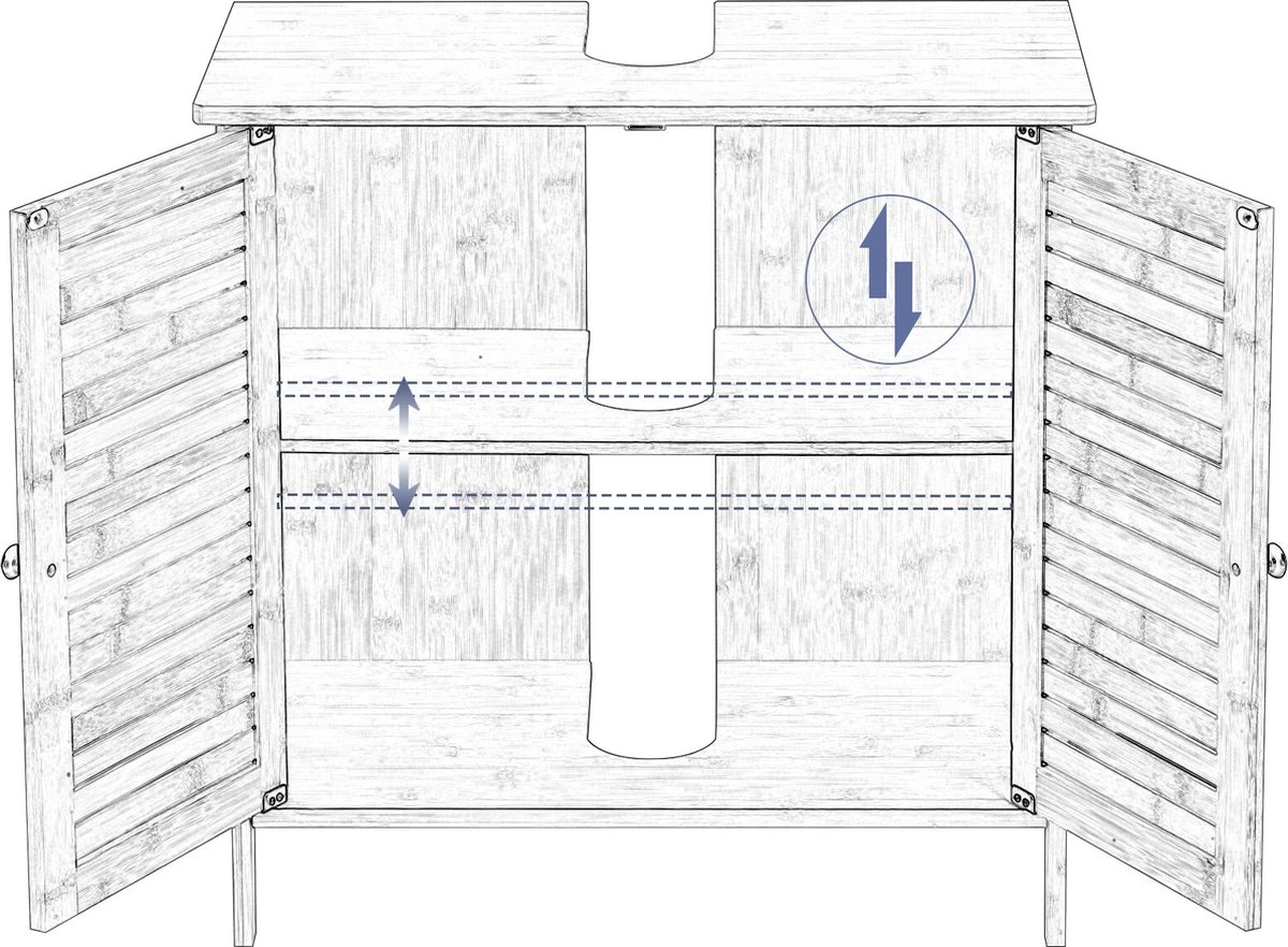 Kamyra® Badkamermeubel Bamboe - Badkamerkast, Wastafelmeubel, Onderkast Wastafel - 60x30x60 Cm - Bamboe 9 Kamyra® Badkamermeubel Bamboe - Badkamerkast, Wastafelmeubel, Onderkast Wastafel - 60x30x60 Cm - Bamboe - Afbeelding 7