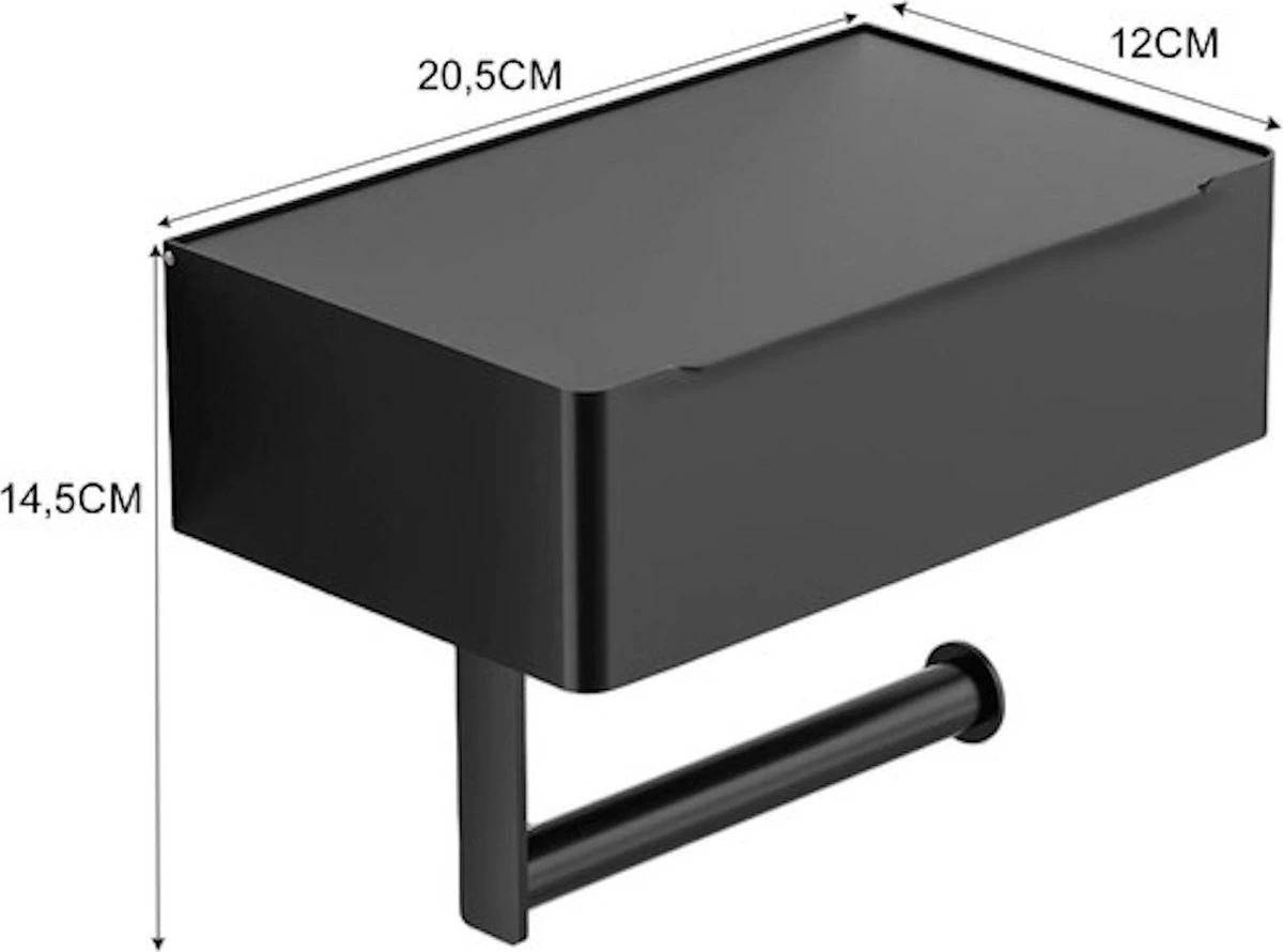 Merkloos Luxe Toiletrolhouder PRO 20.5 X 14.5 X 12 Cm- Planchet Opbergruimte - Plankje & Bakje- WC Rolhouder - Zelfklevend Of Borend - RVS - Waterbestendig 4 Merkloos Luxe Toiletrolhouder PRO 20.5 X 14.5 X 12 Cm- Planchet Opbergruimte - Plankje & Bakje- WC Rolhouder - Zelfklevend Of Borend - RVS - Waterbestendig - Afbeelding 2